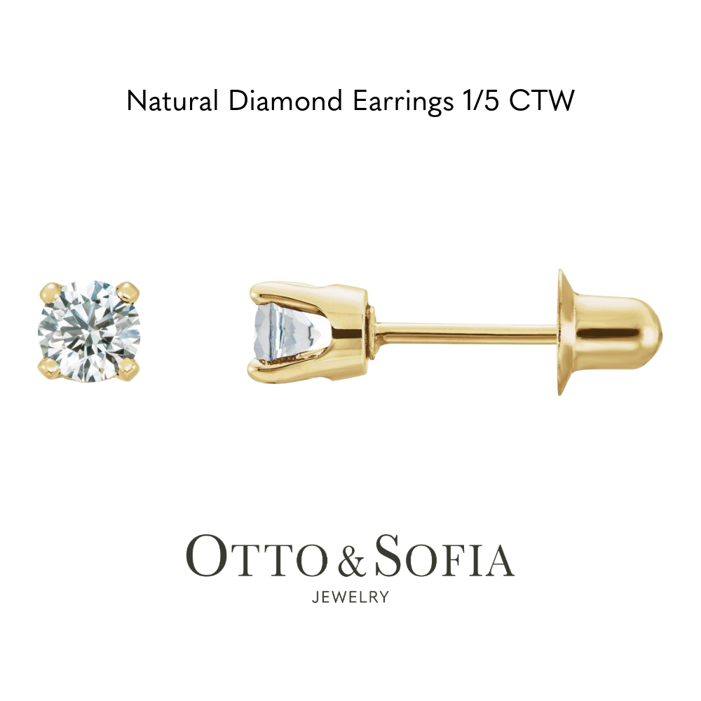 Kids' Gemstone Stud Earrings in 14K Gold (Diamond, Ruby, Sapphire, Emerald)