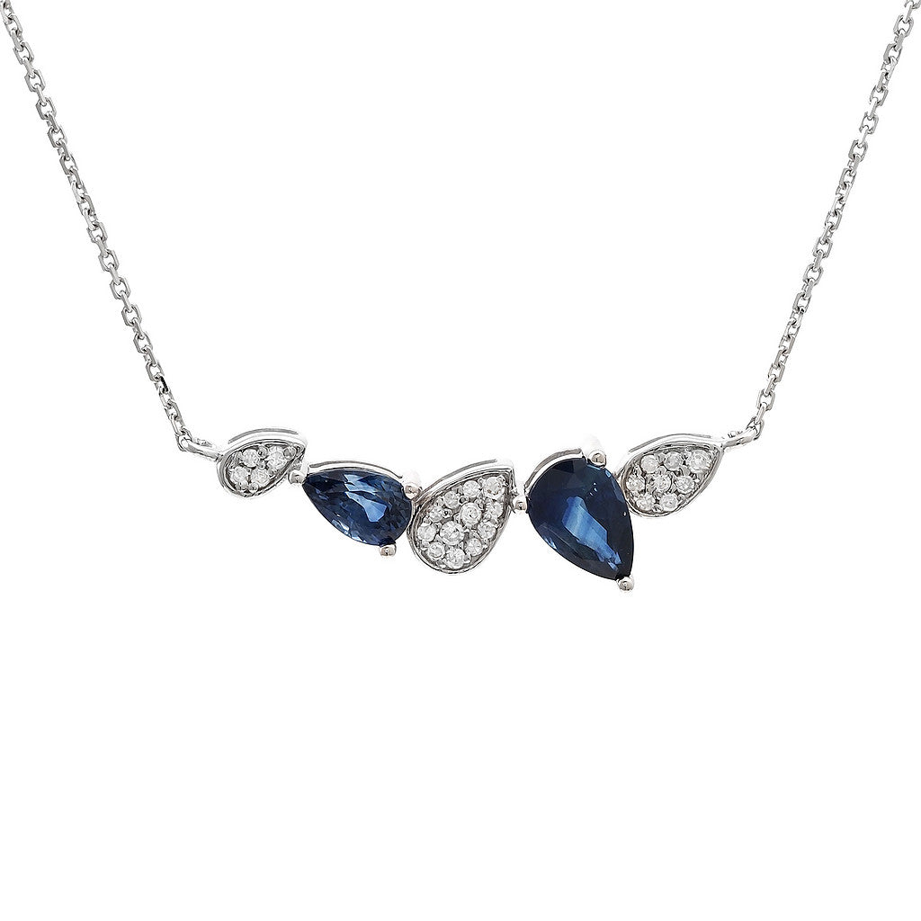 Sapphire and Diamond Necklace in White Gold 14k