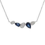 Sapphire and Diamond Necklace in White Gold 14k
