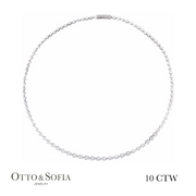Pear Cut Tennis Necklace - (10 CTW) Lab-Grown Diamond Tennis 16" Necklace in 14K White, Yellow, or Rose Gold