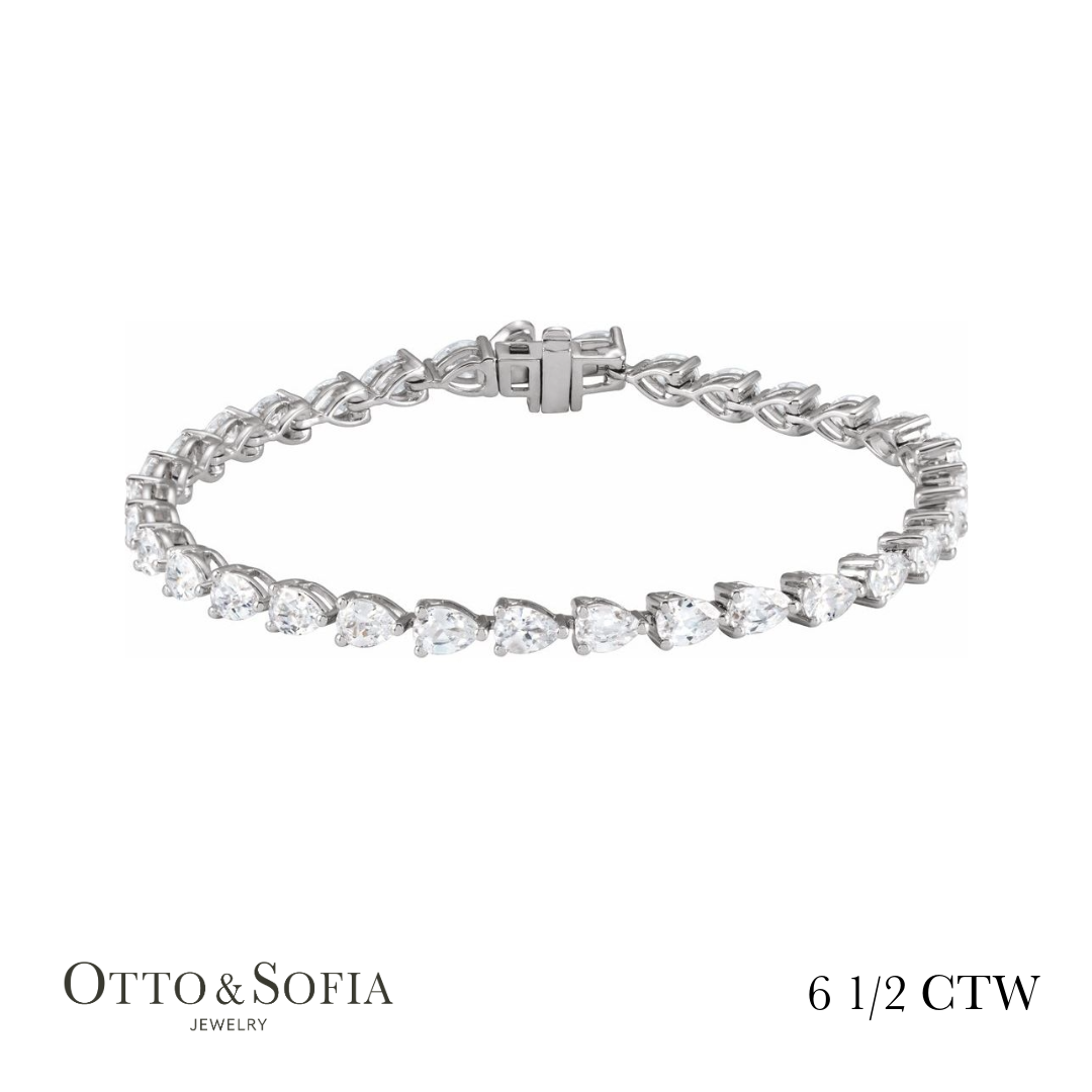 Pear Cut Tennis Bracelet - Lab-Grown Diamond in 14K White, Yellow, or Rose Gold (6 1/2 CTW)