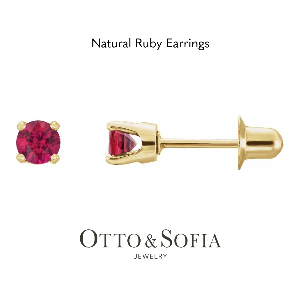 Kids' Gemstone Stud Earrings in 14K Gold (Diamond, Ruby, Sapphire, Emerald)
