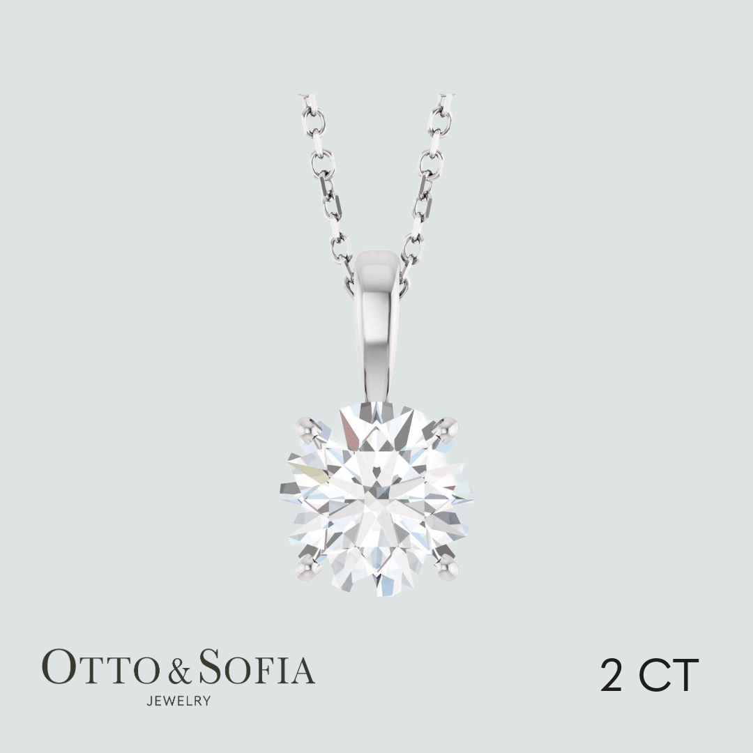 Solitaire Diamond Necklace in 14K White or Yellow Gold (1/3 to 2 CT, Natural or Lab-Grown Diamond)