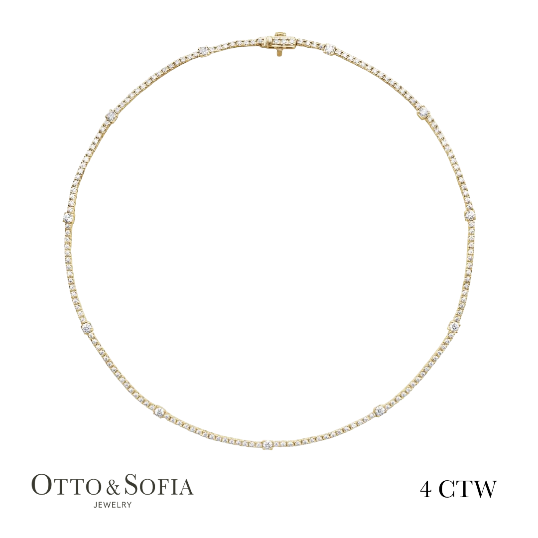 Lab-Grown Diamond Tennis 16" Necklace in 14K White or Yellow Gold (4 CTW)