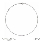 Station Tennis Necklace - Lab-Grown Diamond 16" Necklace in 14K White, Yellow, or Rose Gold (4 CTW)
