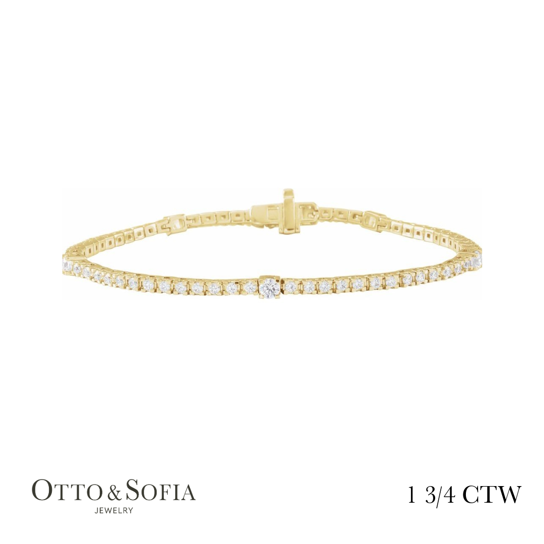 Lab-Grown Diamond Tennis Bracelet in 14K White or Yellow Gold (1 3/4 CTW)