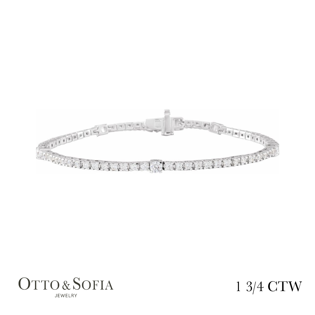 Lab-Grown Diamond Tennis Bracelet in 14K White or Yellow Gold (1 3/4 CTW)