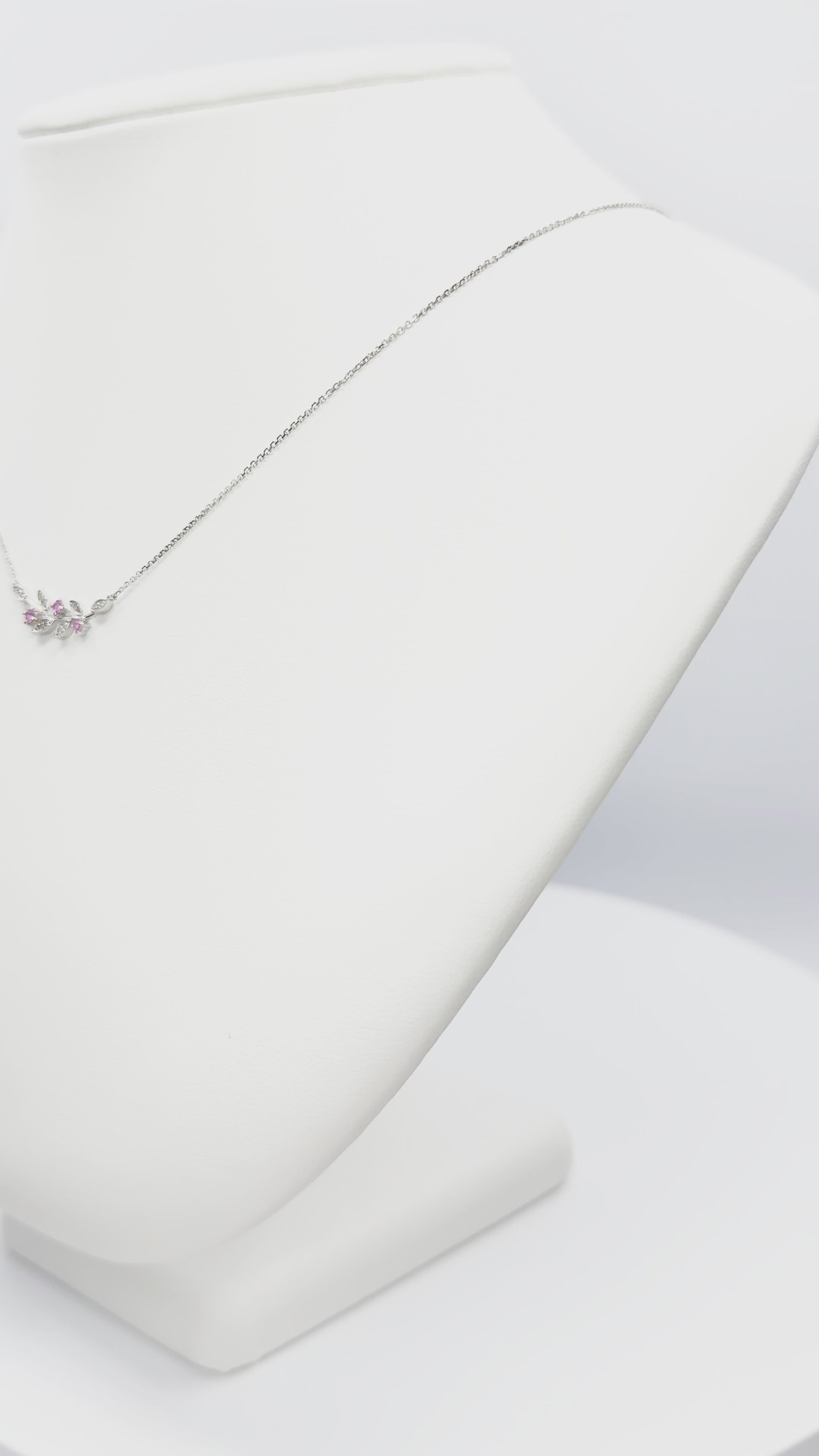 Load video: Pink Sapphire and Diamond Necklace in Gold 14K