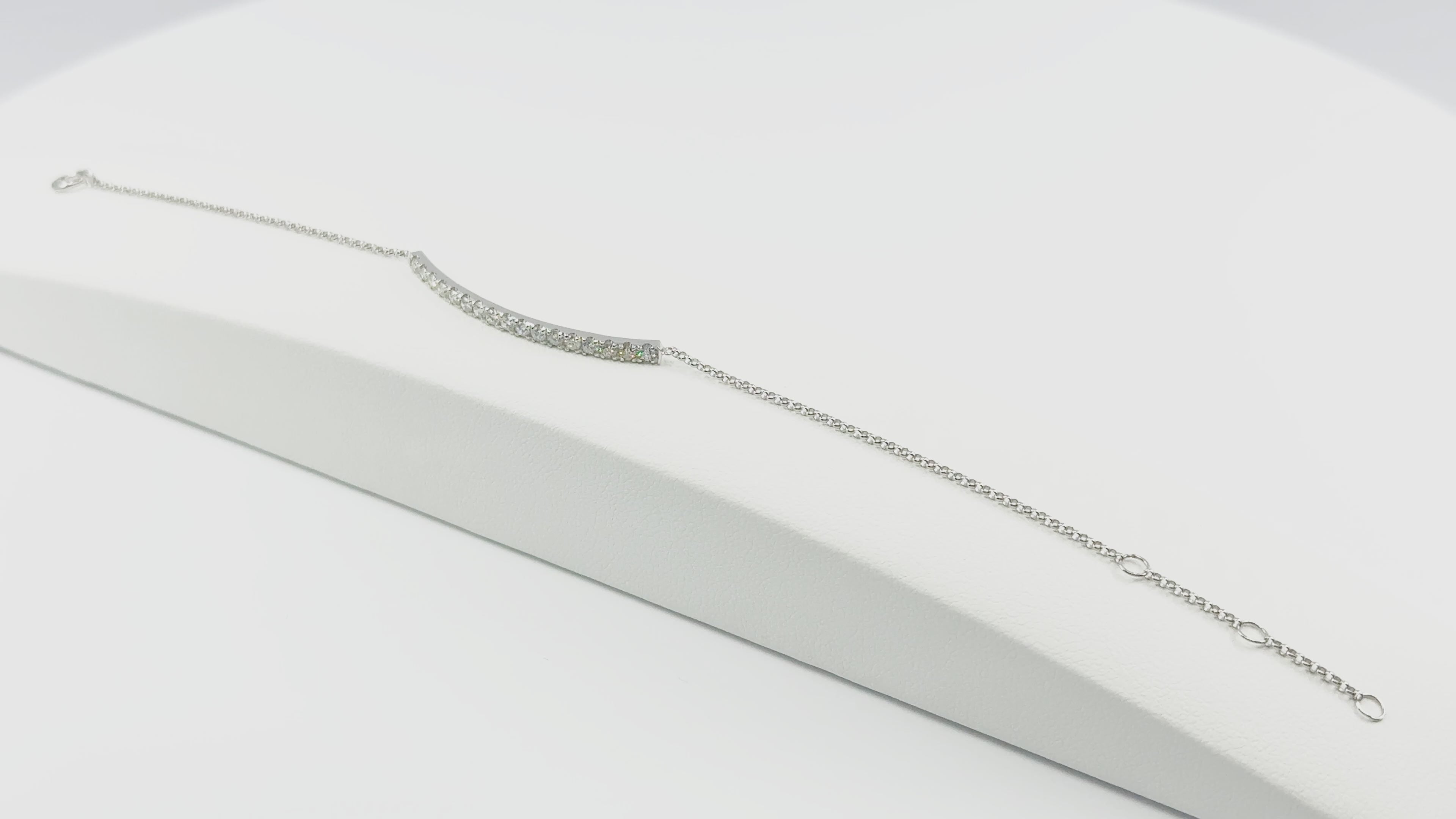 Load video: Diamond Bar Bracelet in White Gold 14K