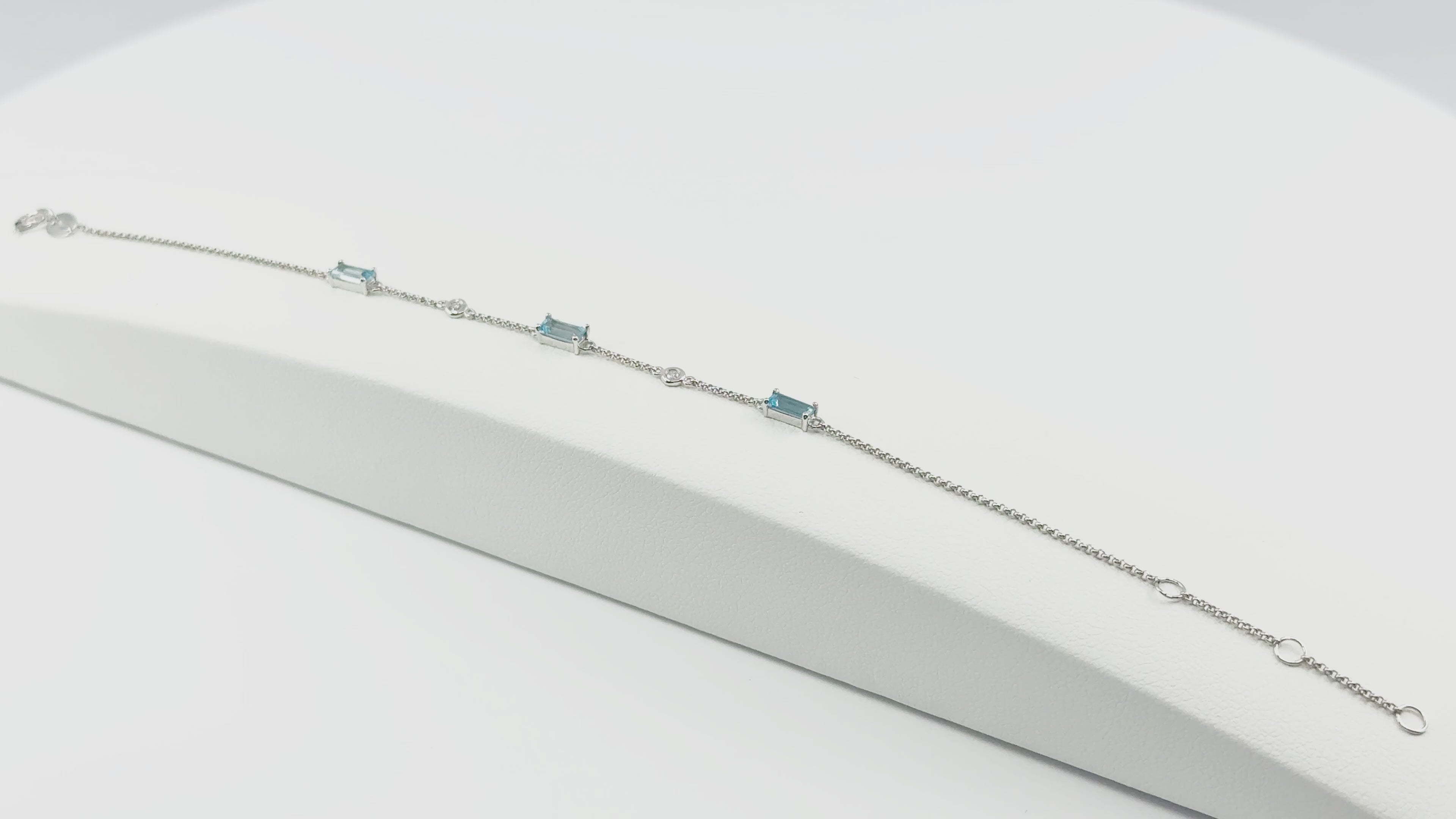 Load video: Blue Topaz and Diamond Bracelet in Gold 14K