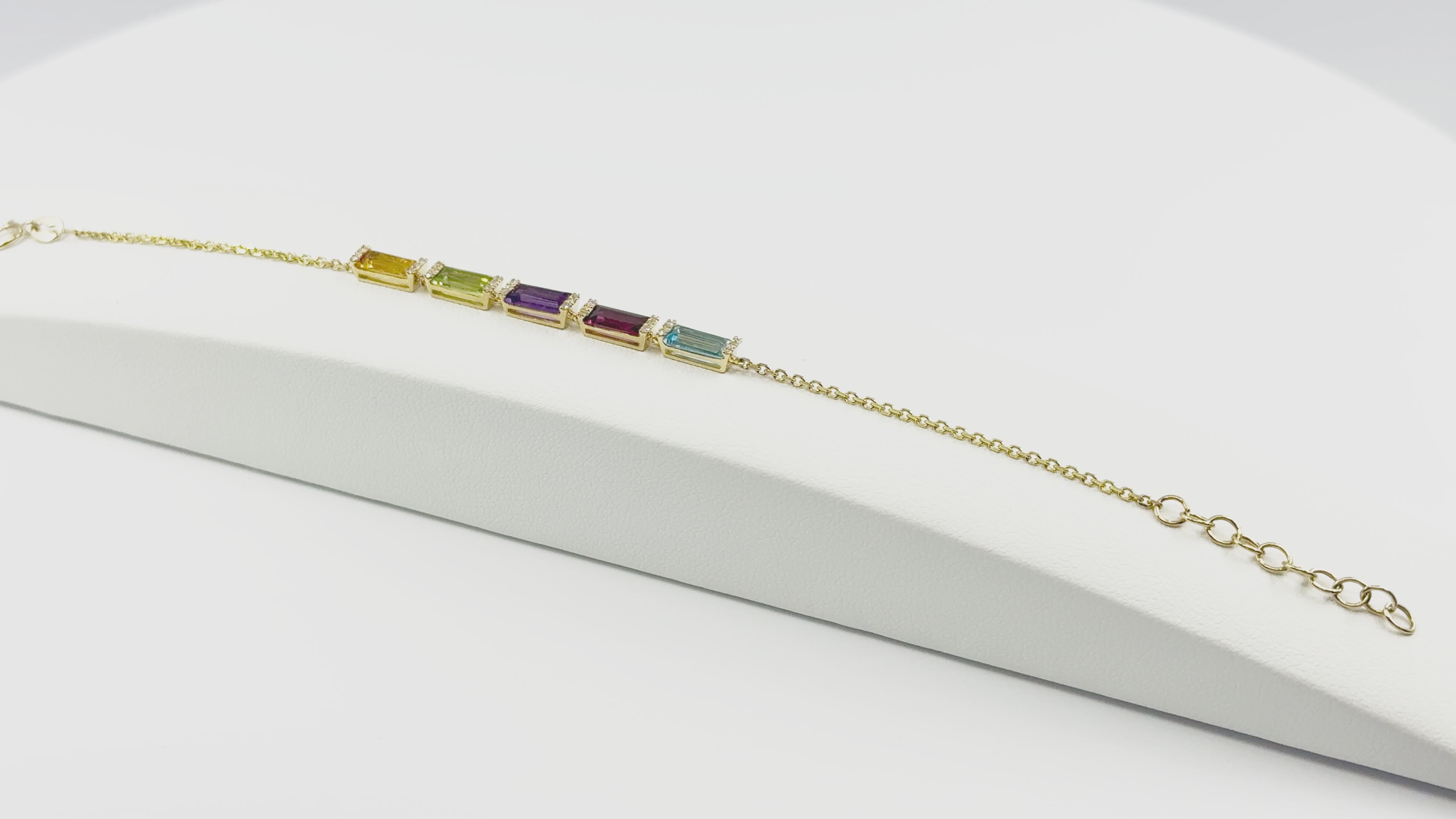 Load video: Multi-Gem and Diamond Bracelet in Yellow Gold 14k