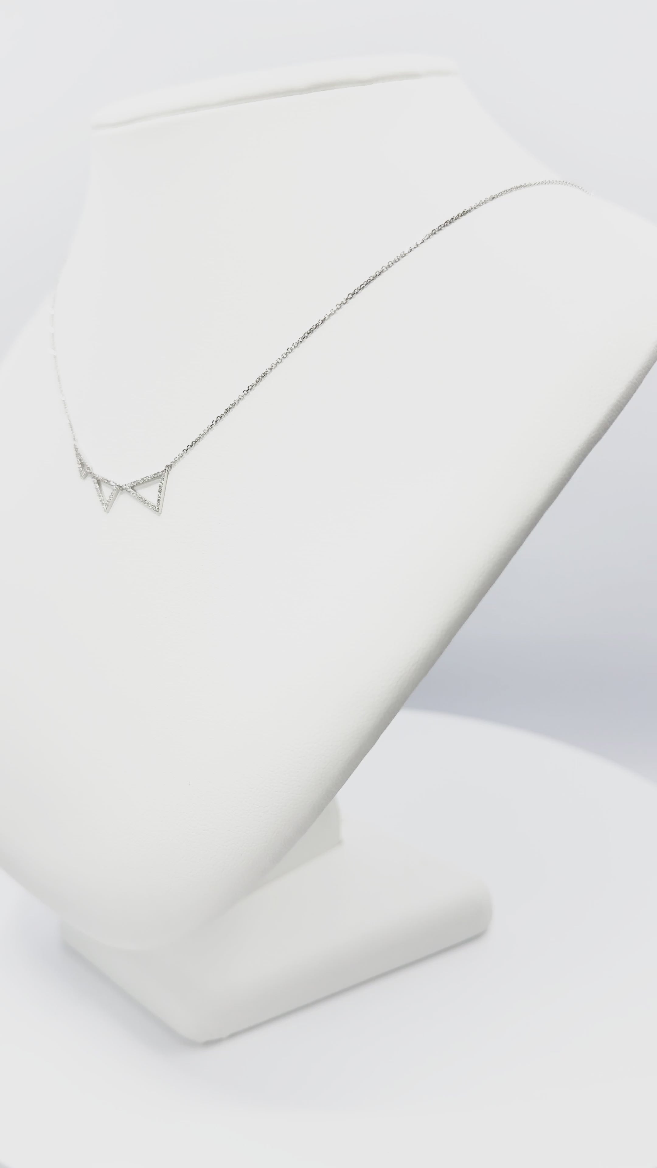 Load video: Diamond Three Triangle Necklace in White Gold 14K
