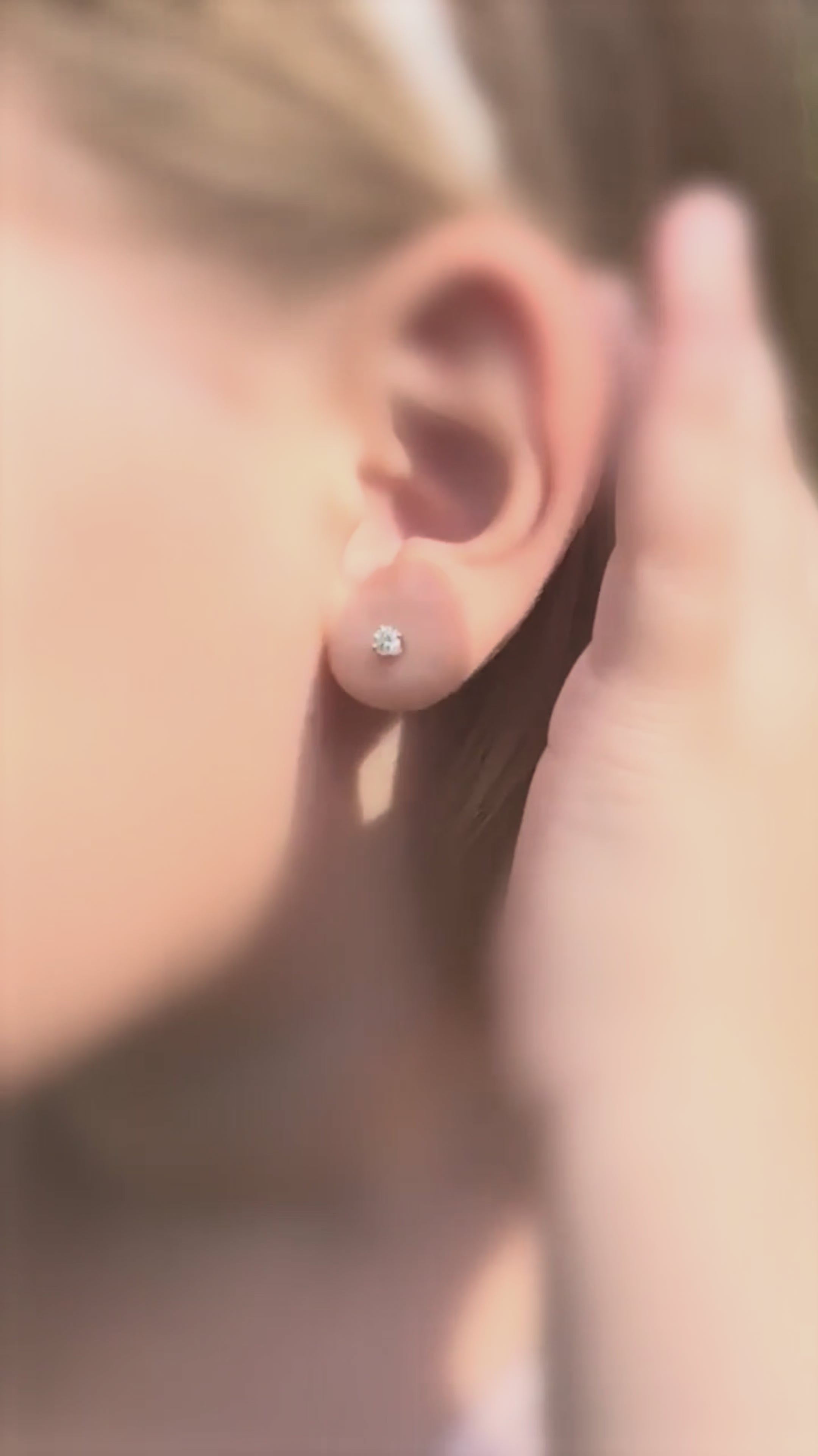 Load video: Kids&#39; Gemstone Stud Earrings in 14K Gold (Diamond, Ruby, Sapphire, Emerald)