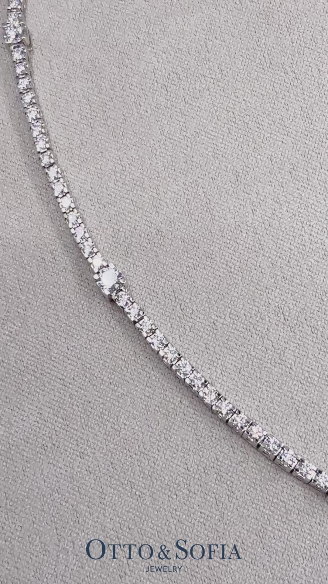 Load video: Station Tennis Necklace - Lab-Grown Diamond 16&quot; Necklace in 14K White, Yellow, or Rose Gold (4 CTW)