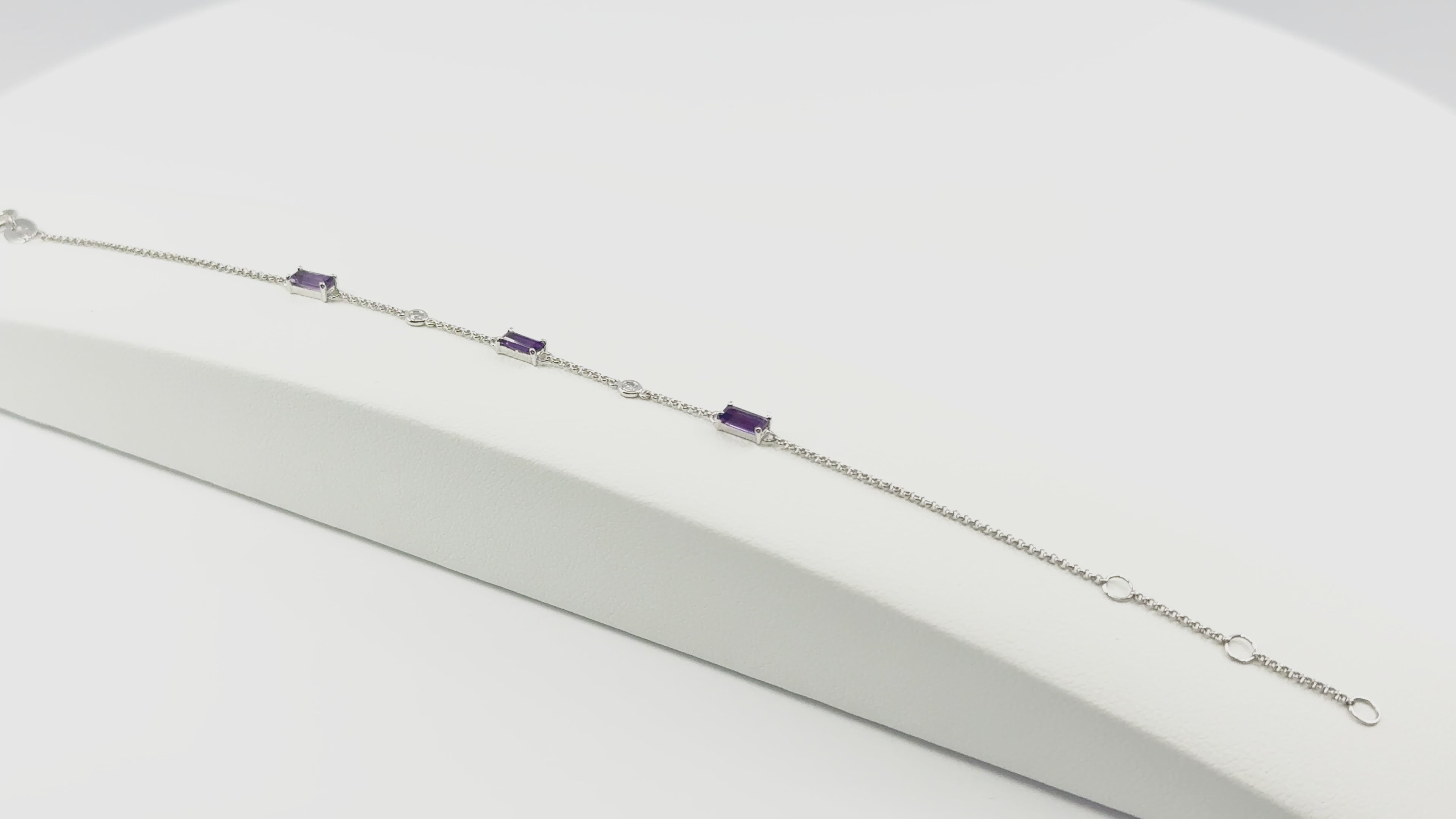 Load video: Amethyst and Diamond Bracelet in Gold 14K