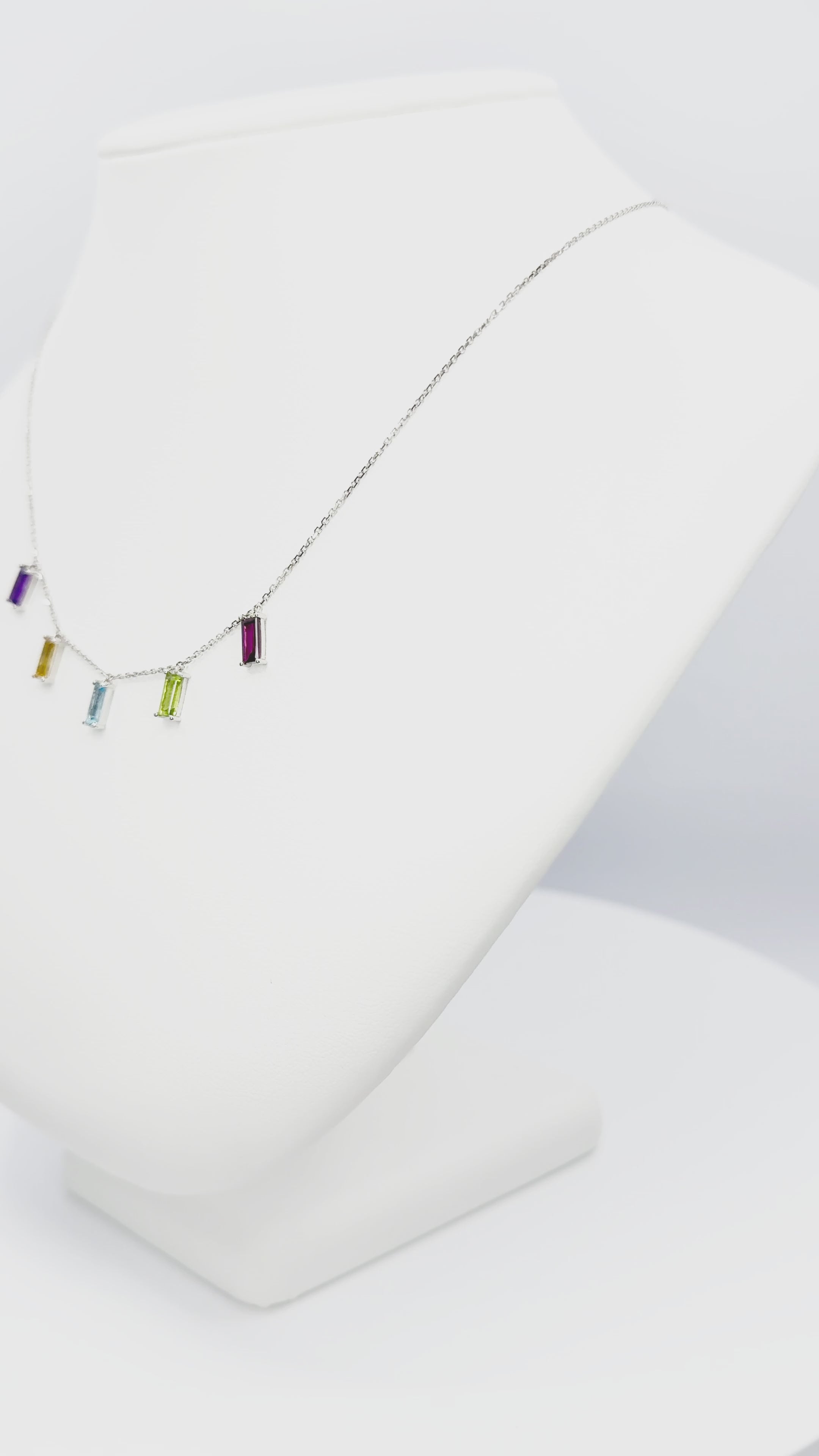 Load video: Multi-Gem Necklace in White Gold 14K