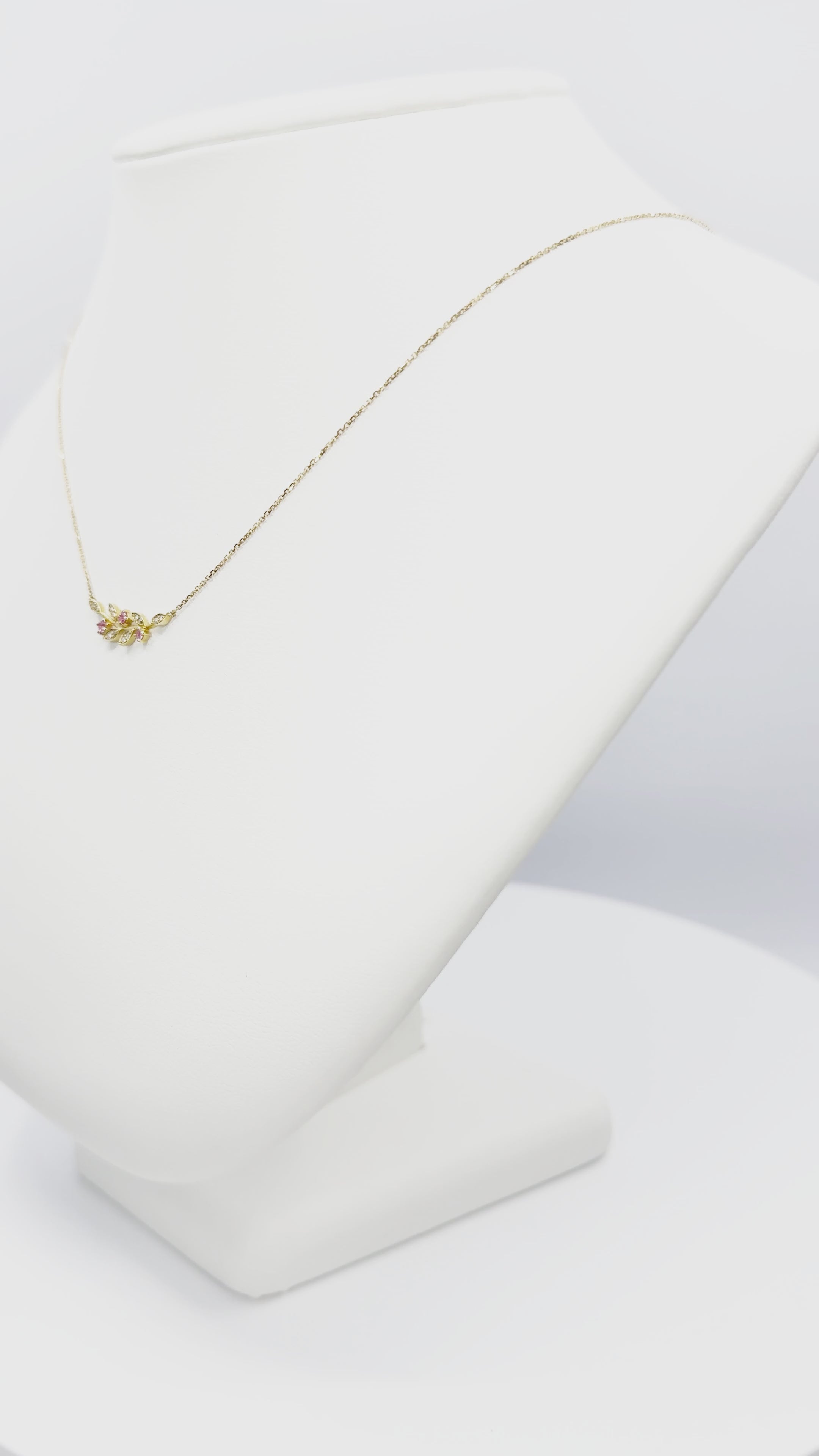 Load video: Pink Sapphire and Diamond Necklace in Gold 14K