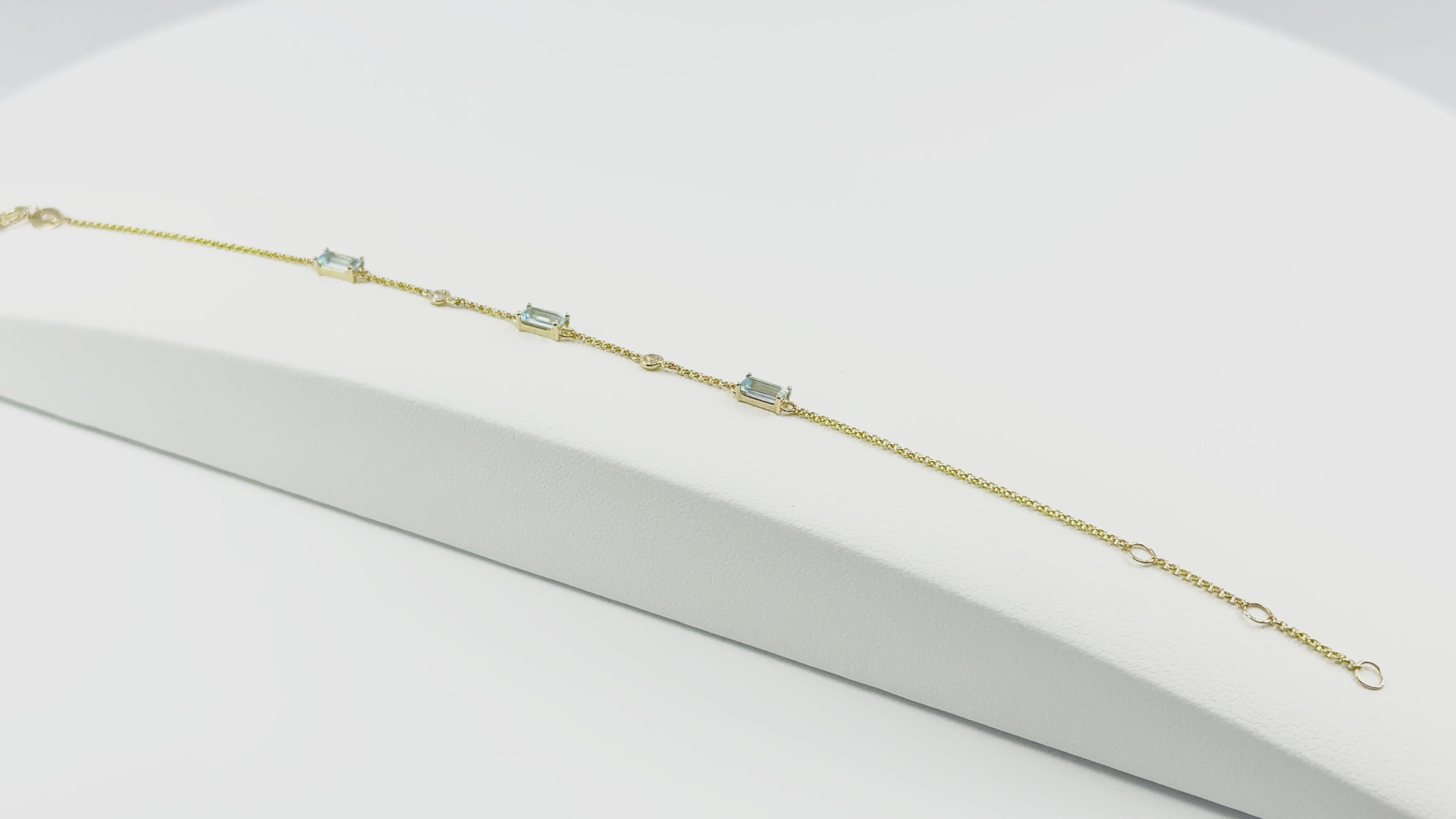 Load video: Blue Topaz and Diamond Bracelet in Gold 14K