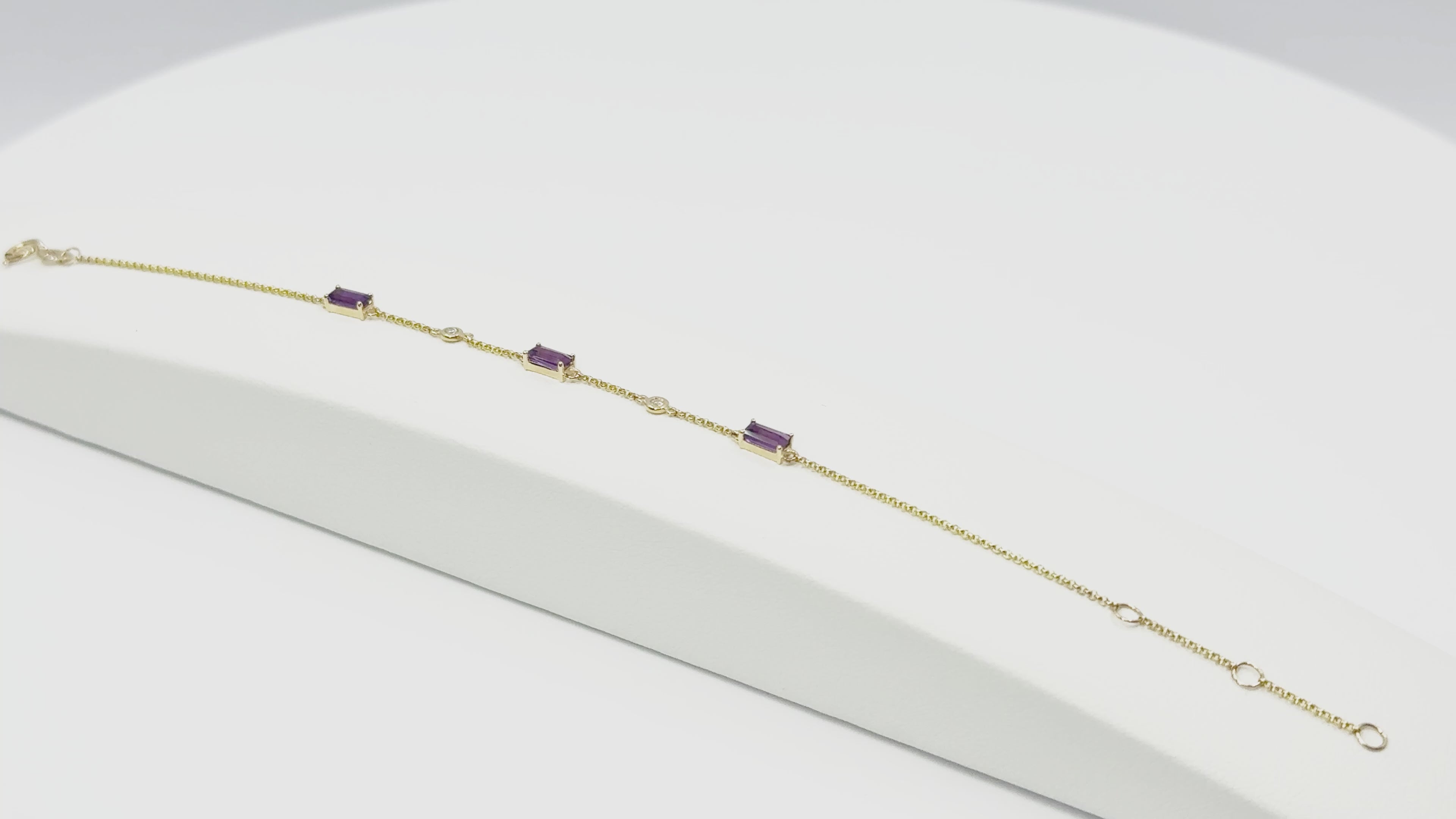 Load video: Amethyst and Diamond Bracelet in Gold 14K