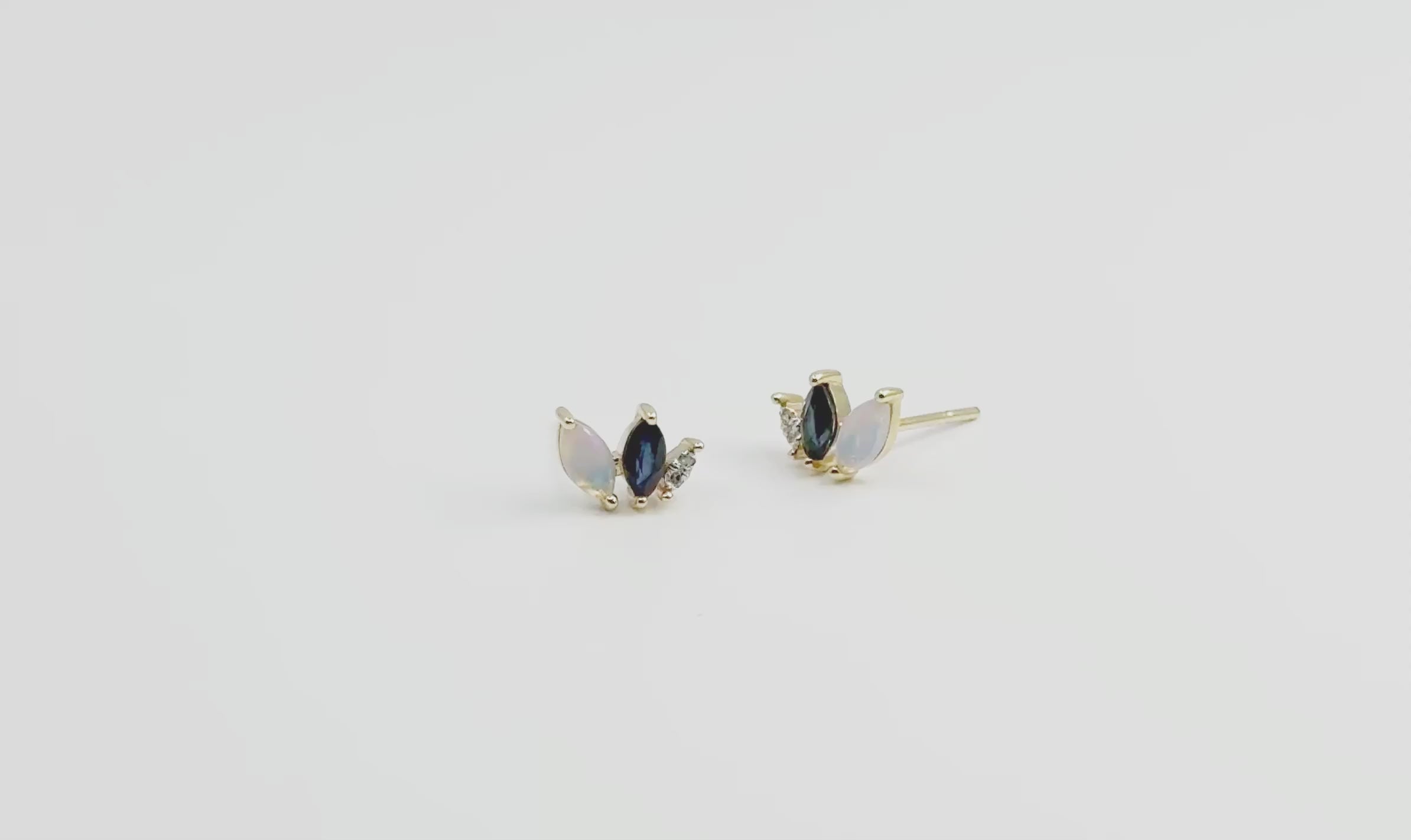 Load video: Opal, Sapphire And Diamond Earrings in Yellow Gold 14K